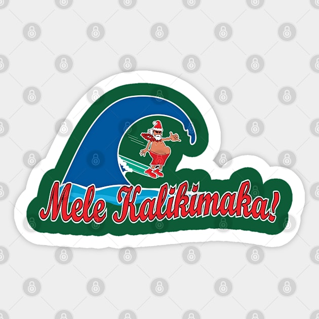 Mele Kalikimaka Surfing Santa Sticker by badtuna